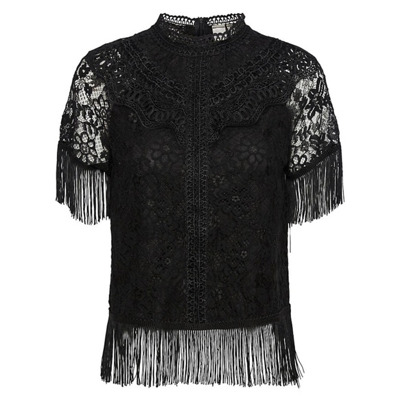 YAS Tops - YAS Short-Sleeve Fringe Top
